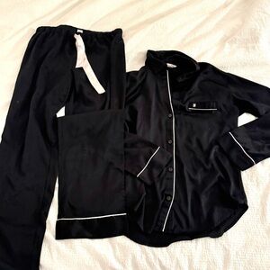 Victoria's Secret Black Satin Pajama Set